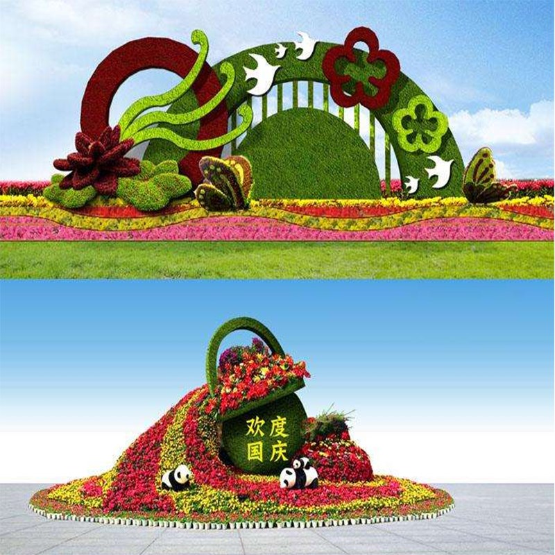 大型仿真绿雕造型品五色草动物绿植城市园林景观落地花艺塑料制作